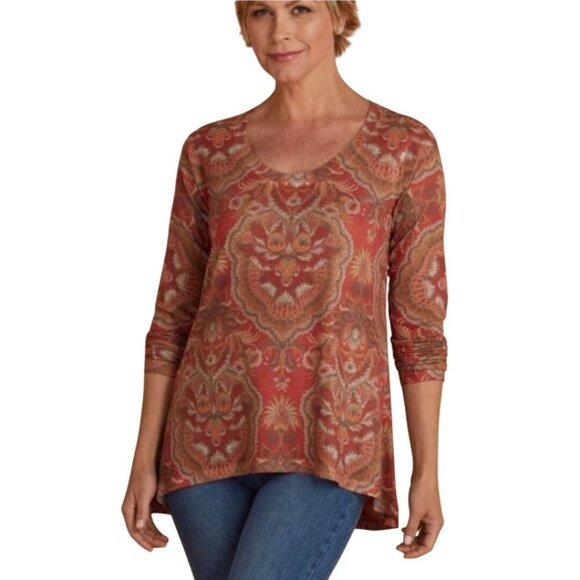 Soft Surroundings Printed Tunic Sweater Spice Market Size 1X - Picture 1 of 6